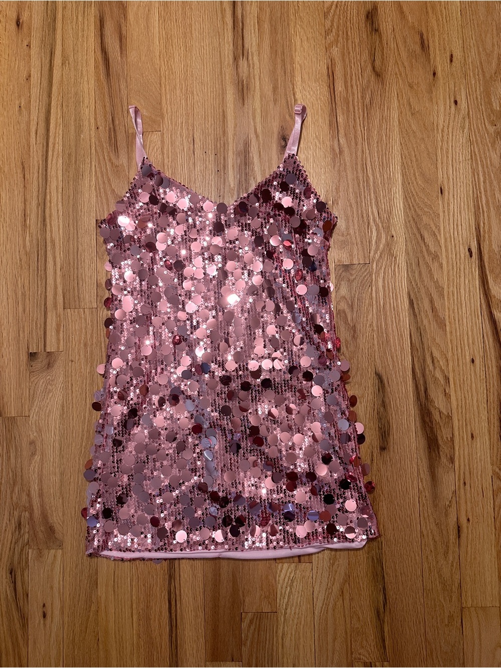 Pink Sequin Slip Dress